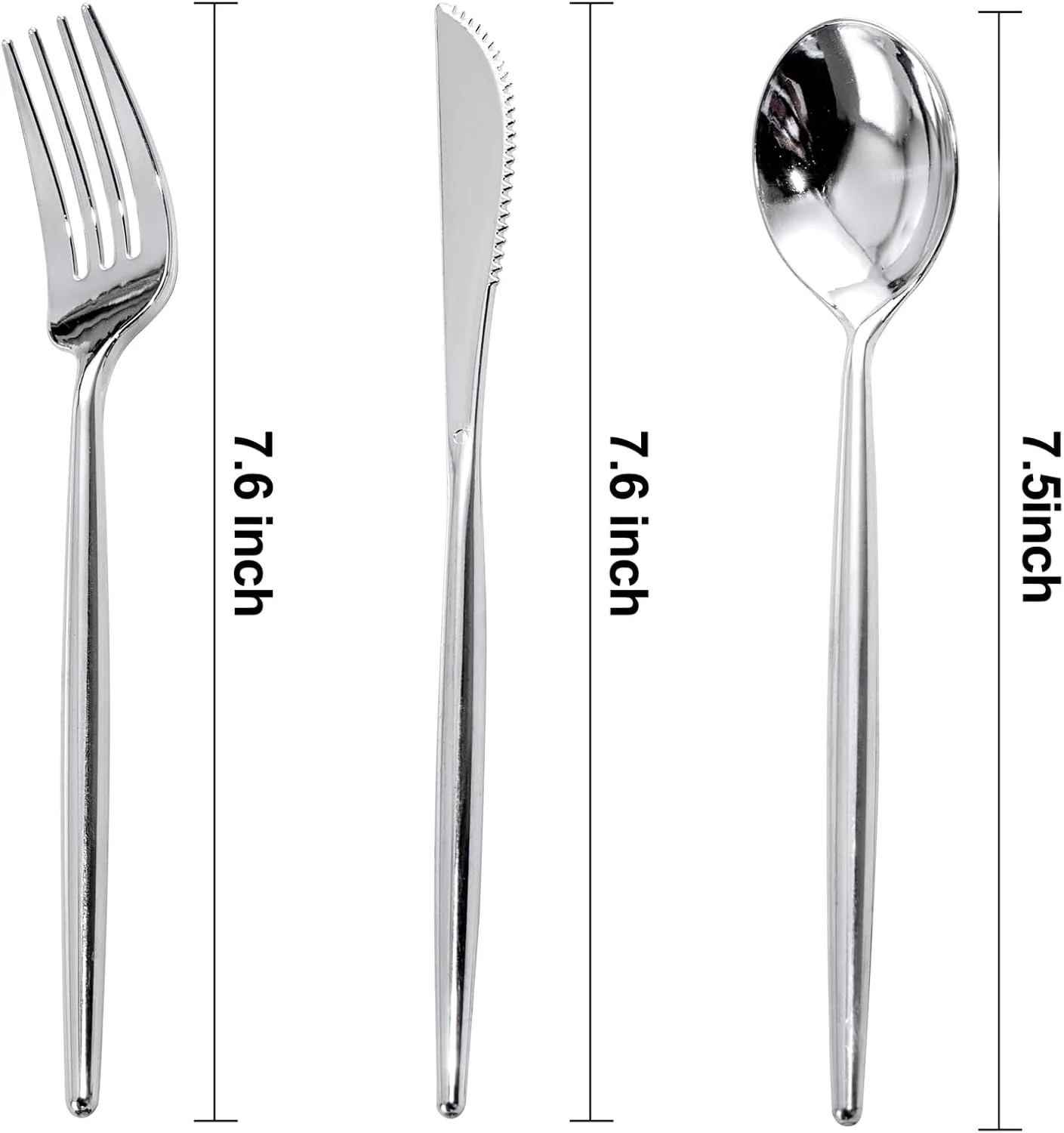 Luxury Plastic Silverware Set (180 Pieces) – Silver, Elegant Silver