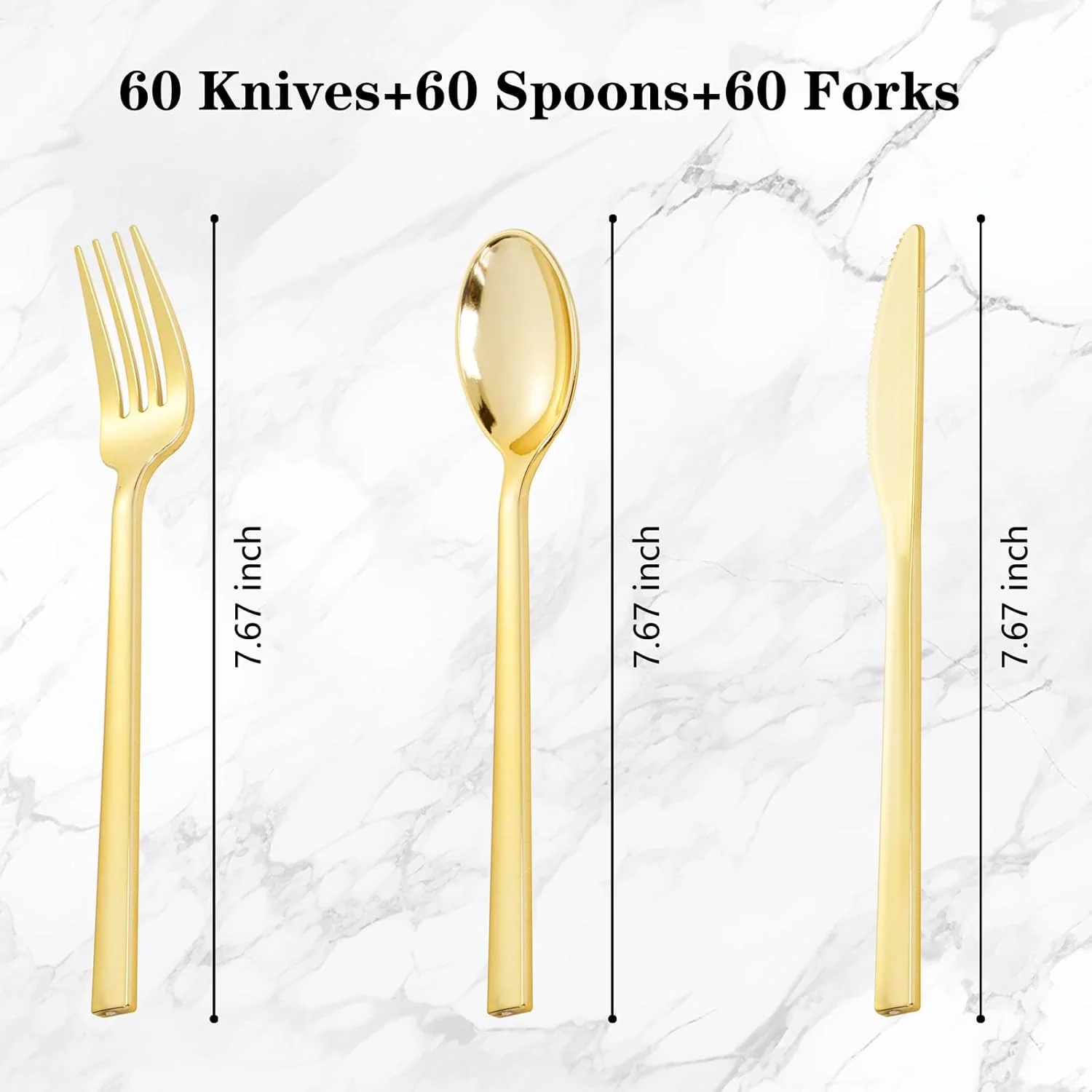 Luxury Plastic Silverware Set (180 Pieces) – Gold, Classic