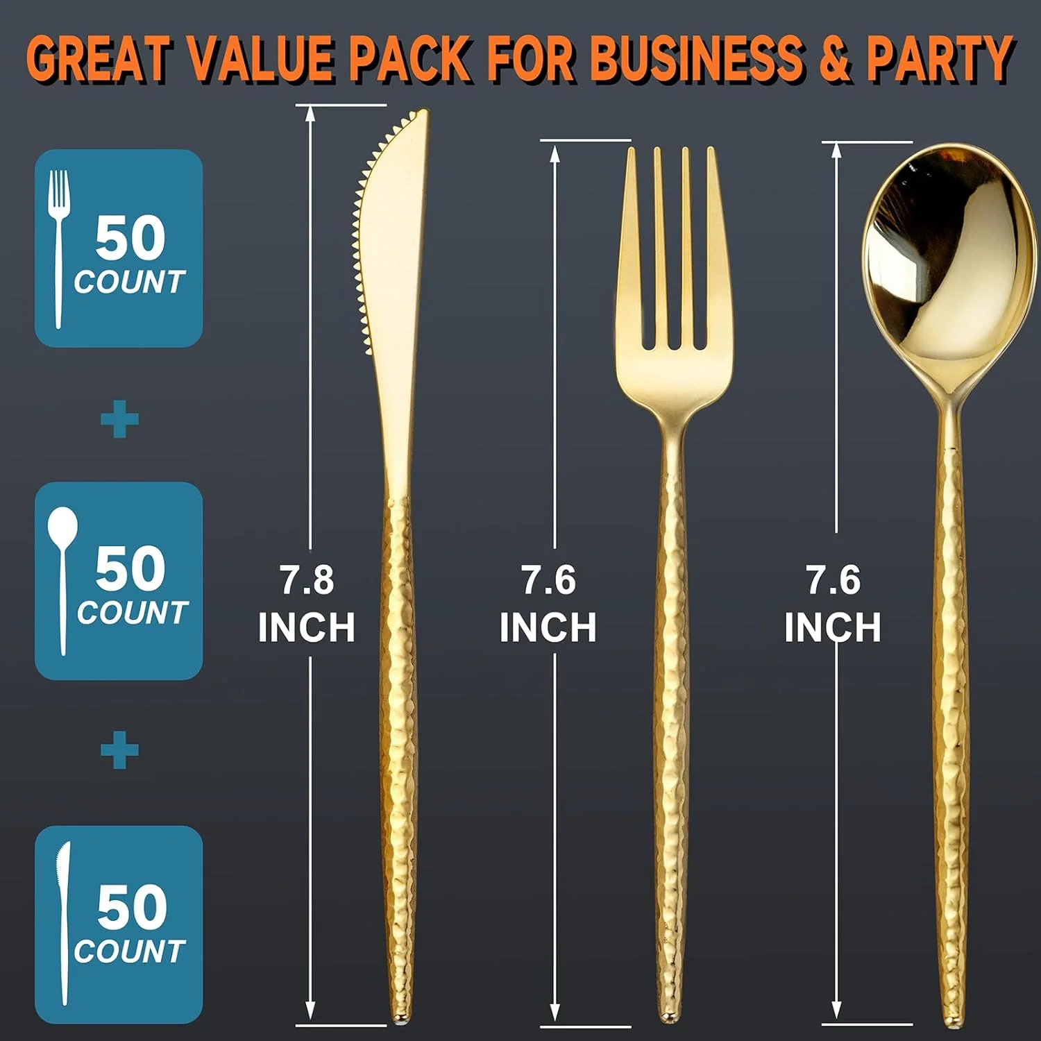 Everyday Plastic Silverware Set (150 Pieces) – Gold