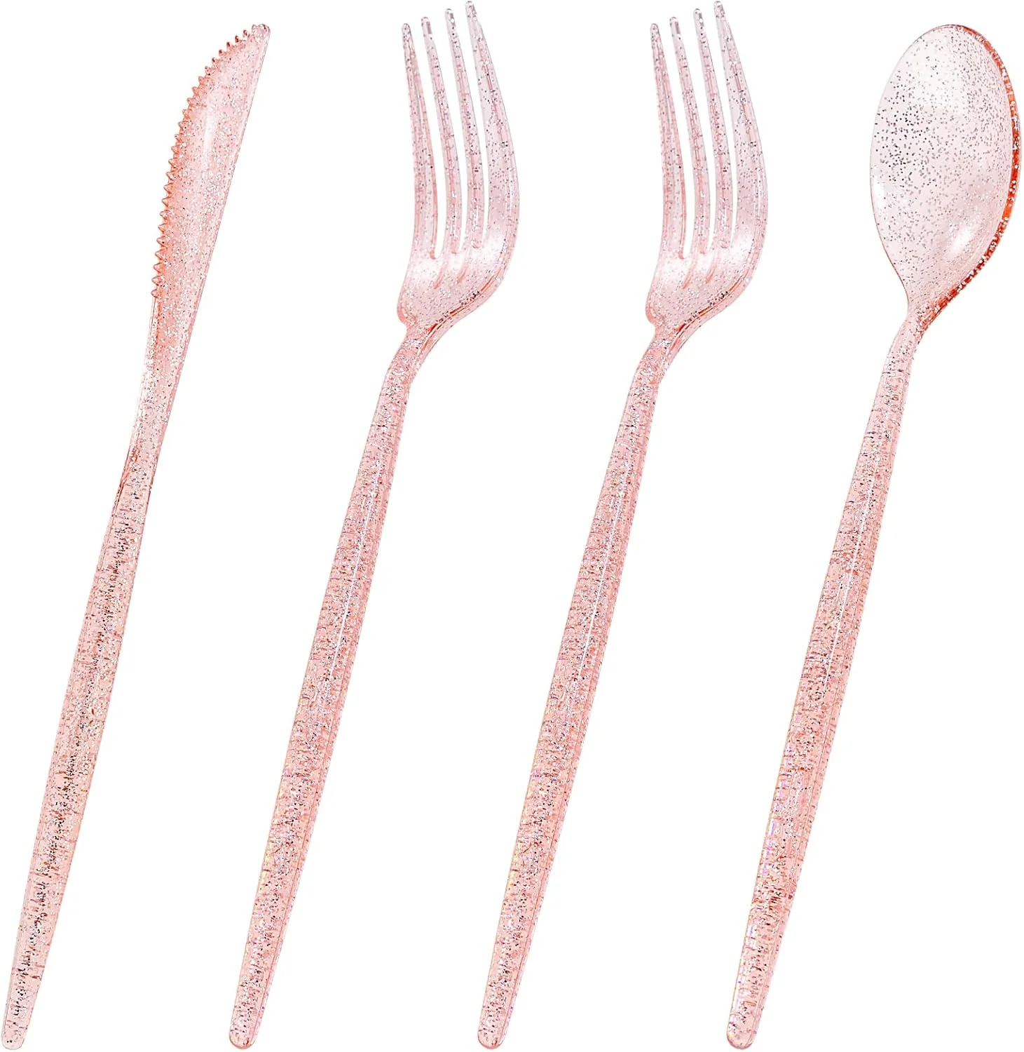 Luxury Plastic Silverware Set (180 Pieces) – Pink, Pink Glitter
