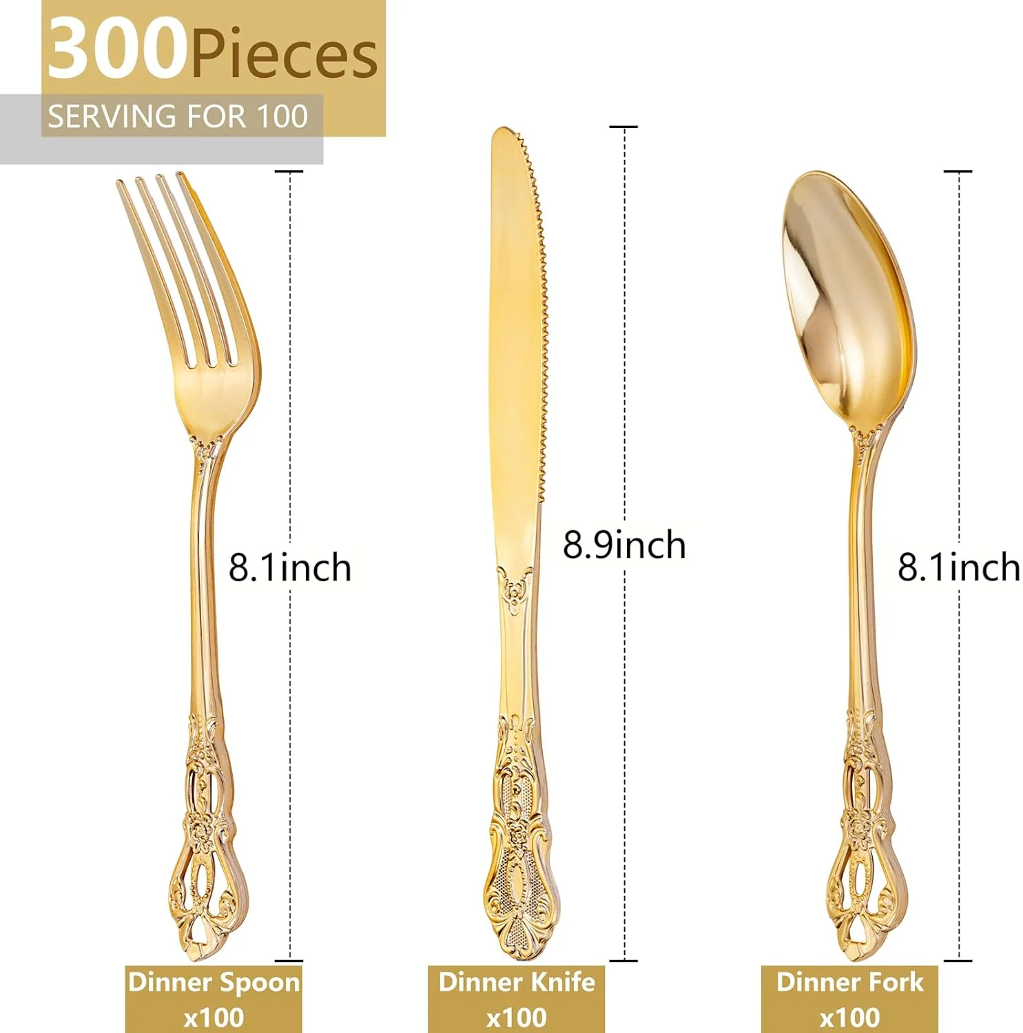 Gold Vintage Plastic Silverware Set — detail 3