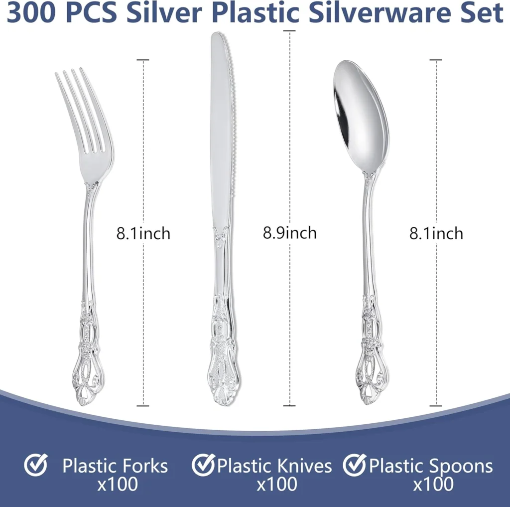 Silver Vintage Plastic Silverware Set — detail 3