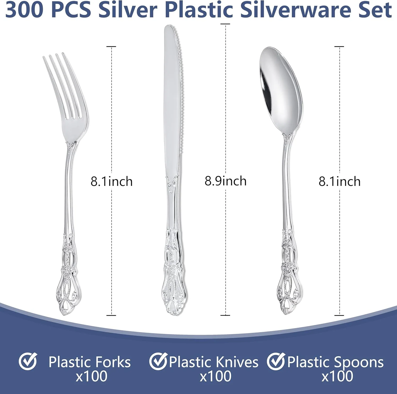 Silver Vintage Plastic Silverware Set — detail 3