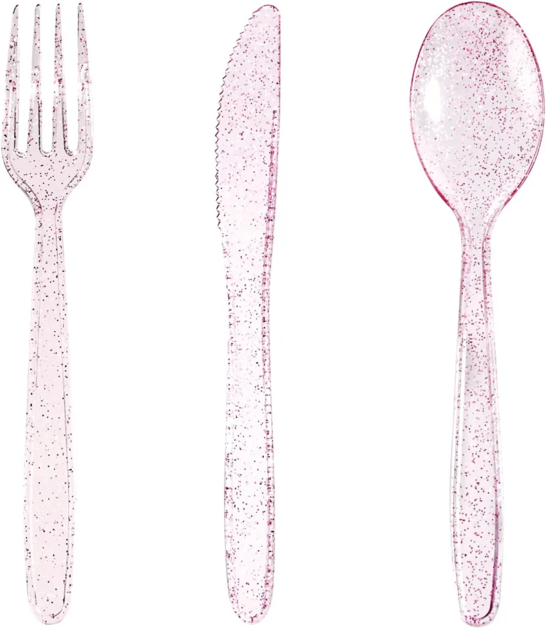 Glitter Plastic Silverware Set (360 Pieces) – Pink Glitter