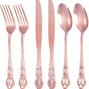 Rose Gold Vintage Plastic Silverware Set — detail 1