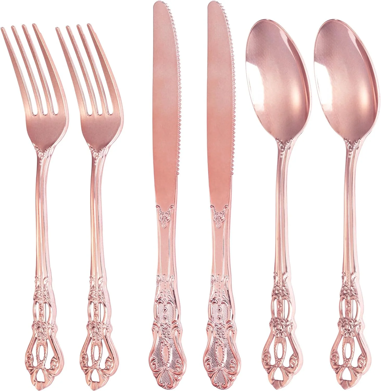 Rose Gold Vintage Plastic Silverware Set — detail 1