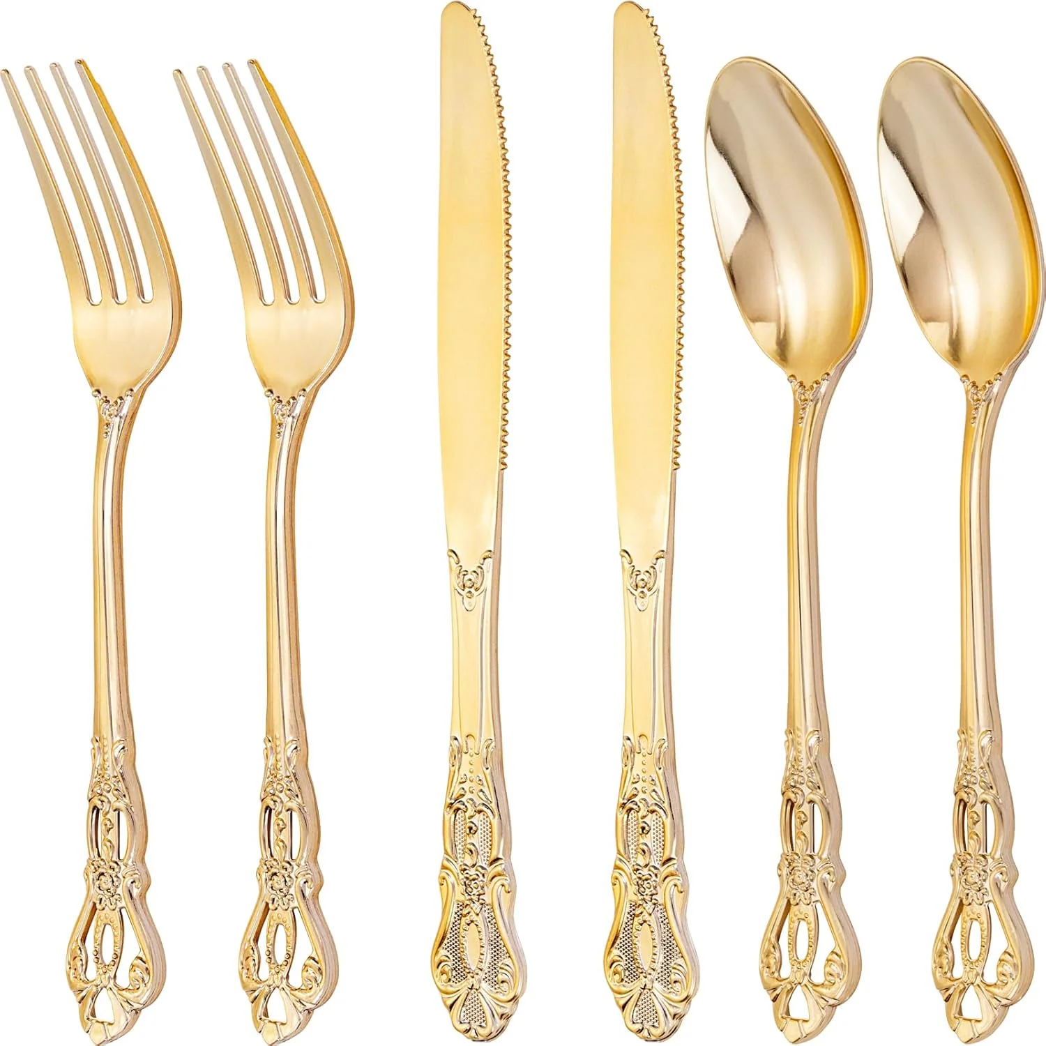 Gold Vintage Plastic Silverware Set — detail 1