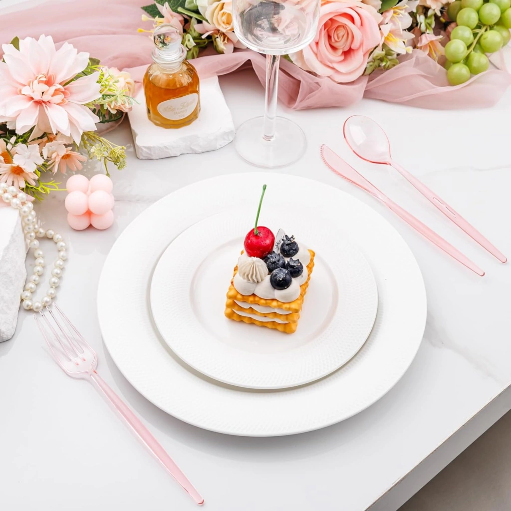 Luxury Plastic Silverware Set (180 Pieces) – Pink, Cutlery Set