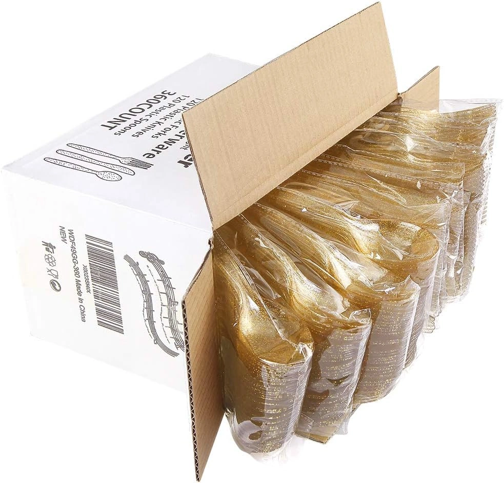 Glitter Plastic Silverware Set (360 Pieces) – Gold Glitter
