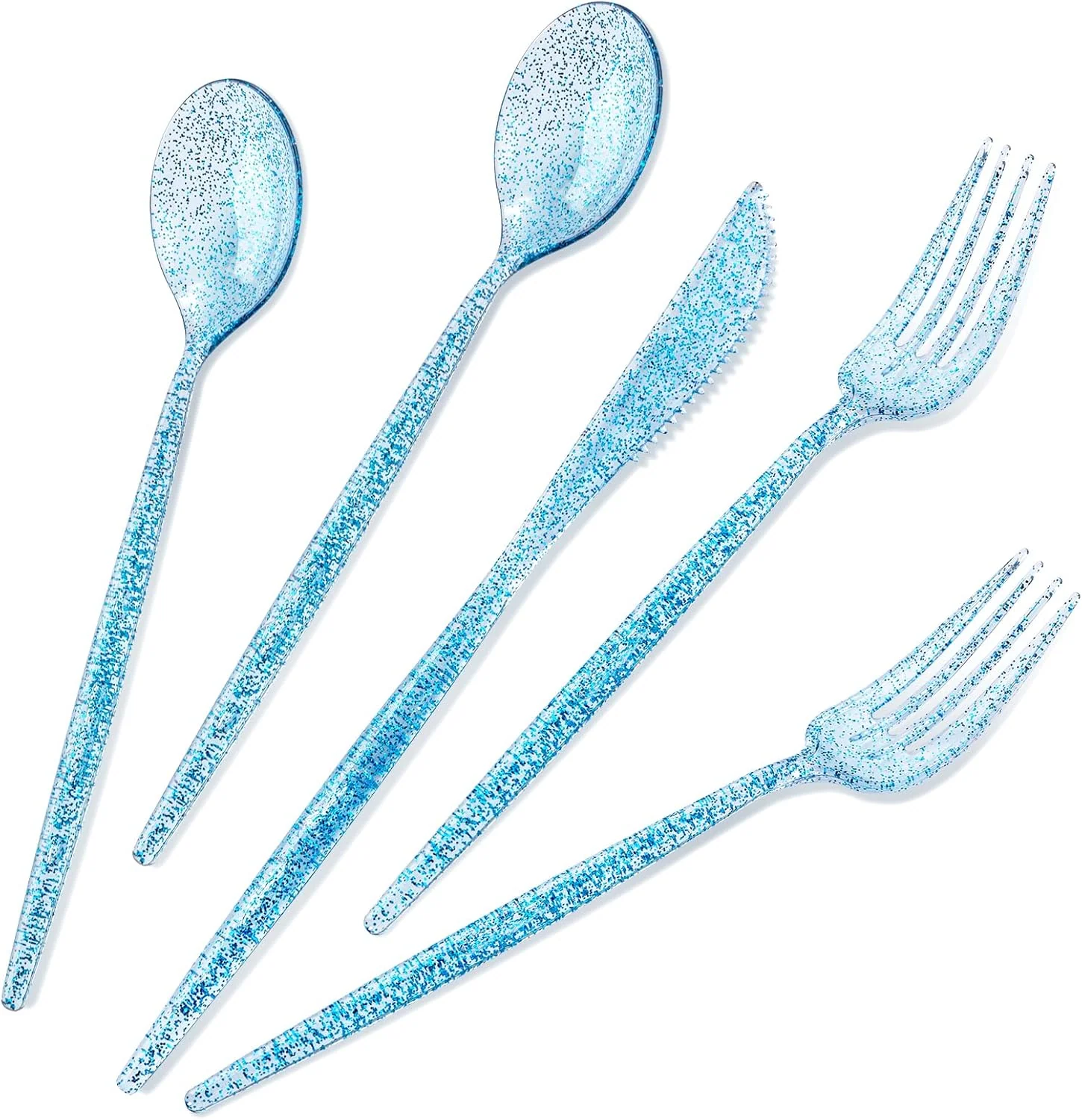 Luxury Plastic Silverware Set (180 Pieces) – Clear Blue