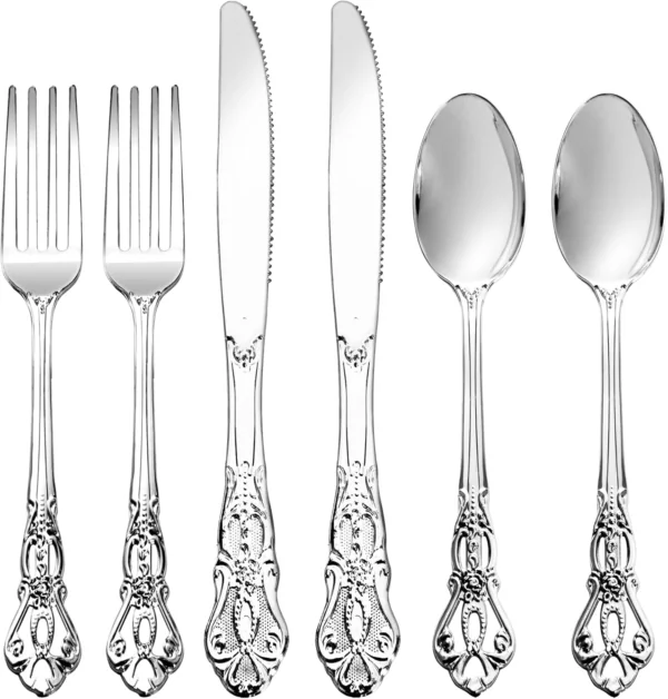 Silver Vintage Plastic Silverware Set — detail 1