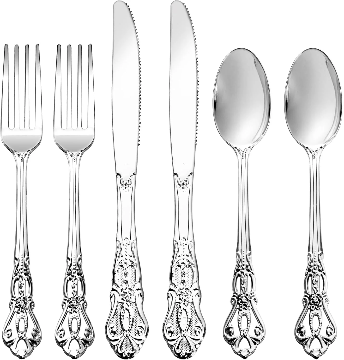 Silver Vintage Plastic Silverware Set — detail 1