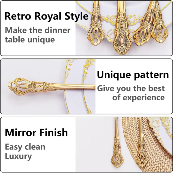 Gold Vintage Plastic Silverware Set — detail 4