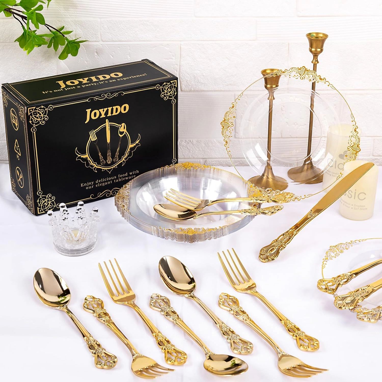 Gold Vintage Plastic Silverware Set — detail 2