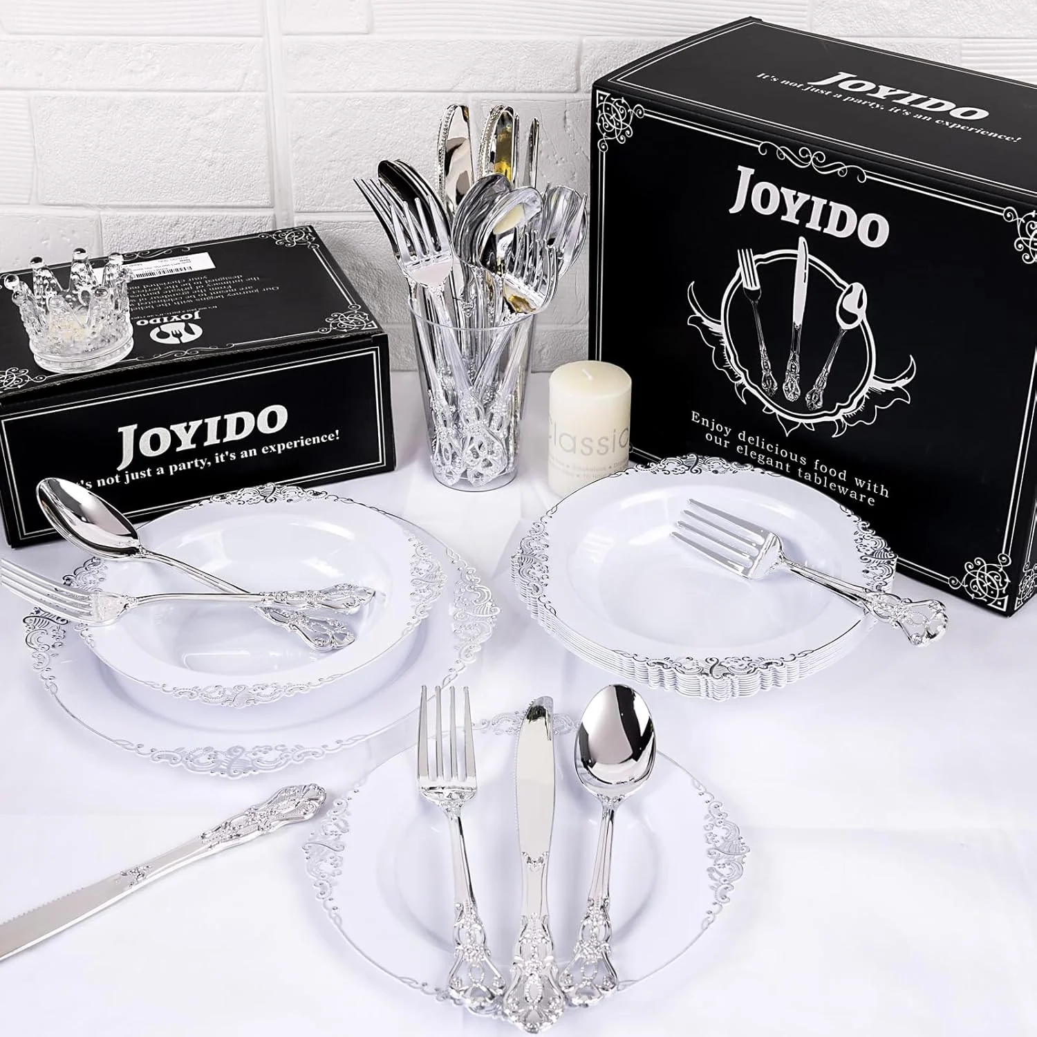 Silver Vintage Plastic Silverware Set — detail 4