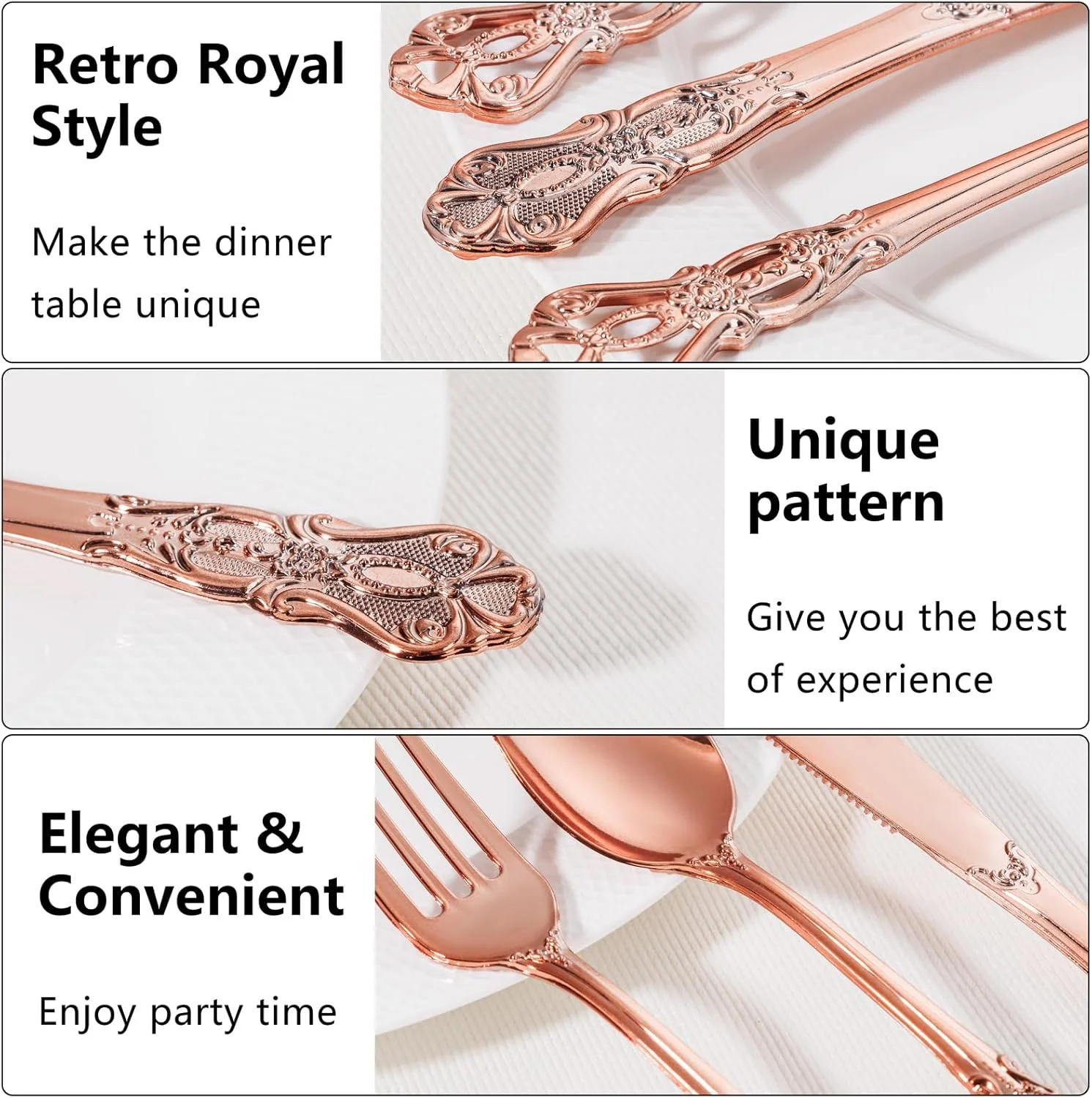 Rose Gold Vintage Plastic Silverware Set — detail 4