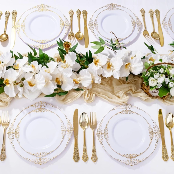 Gold Vintage Plastic Silverware Set — detail 5