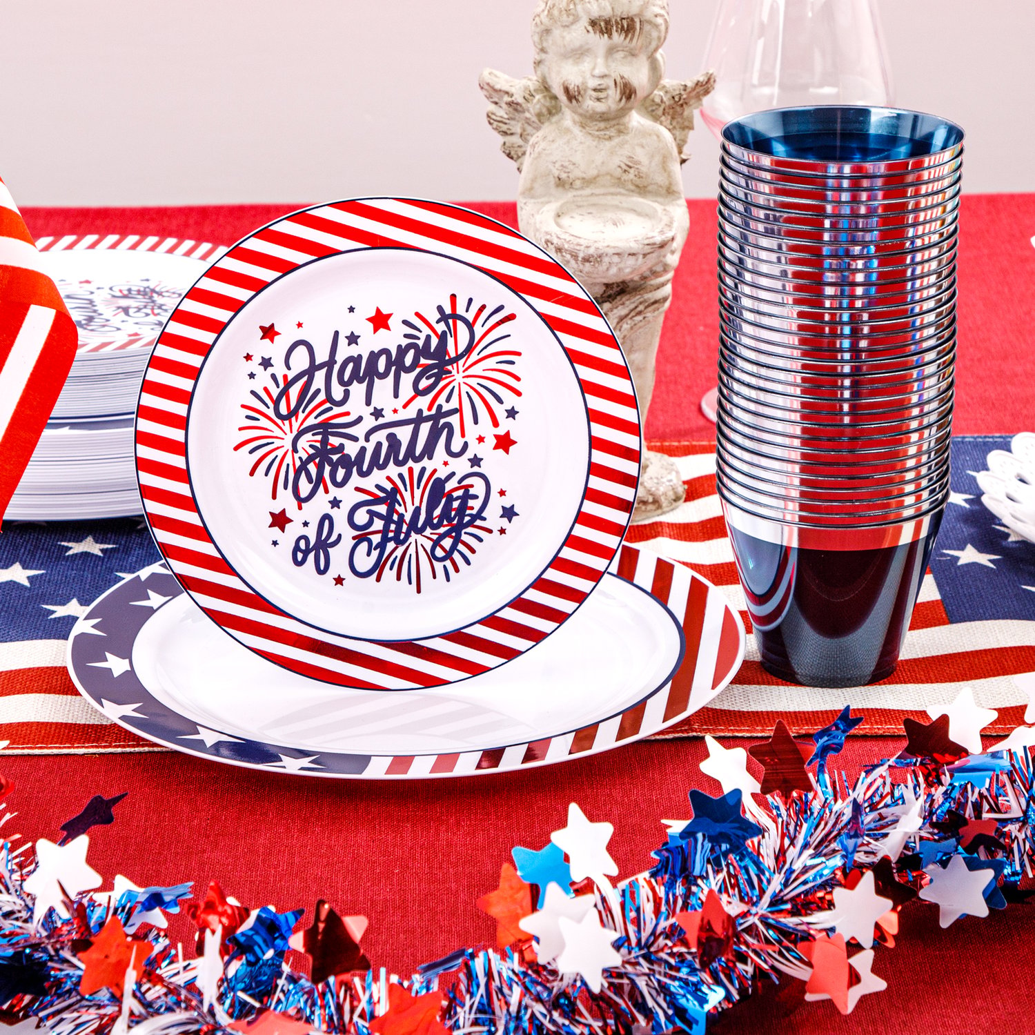 Stars & Stripes Party Plates & Silverware Set (180 Pieces)