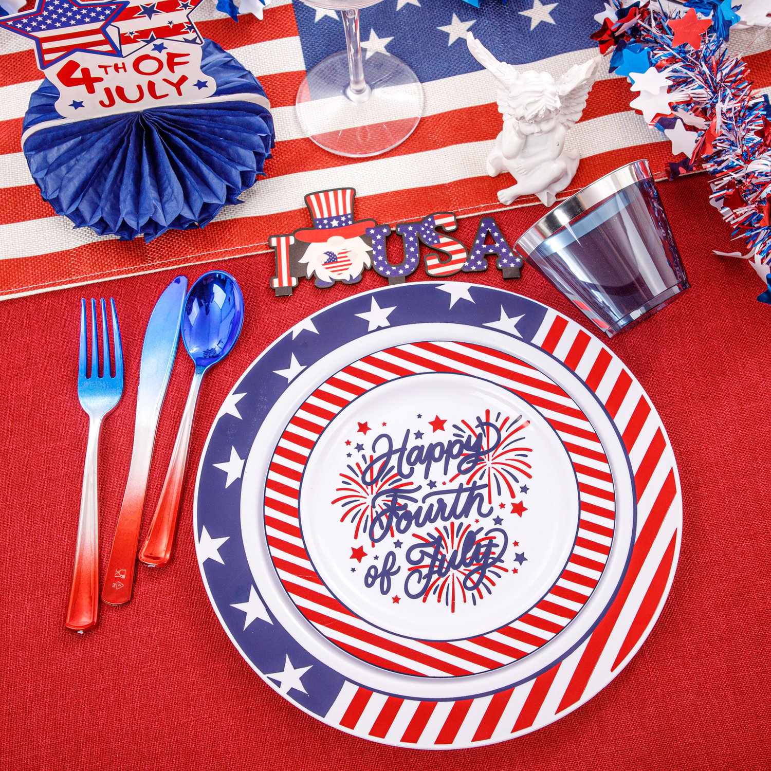 Stars & Stripes Party Plates & Silverware Set (180 Pieces)