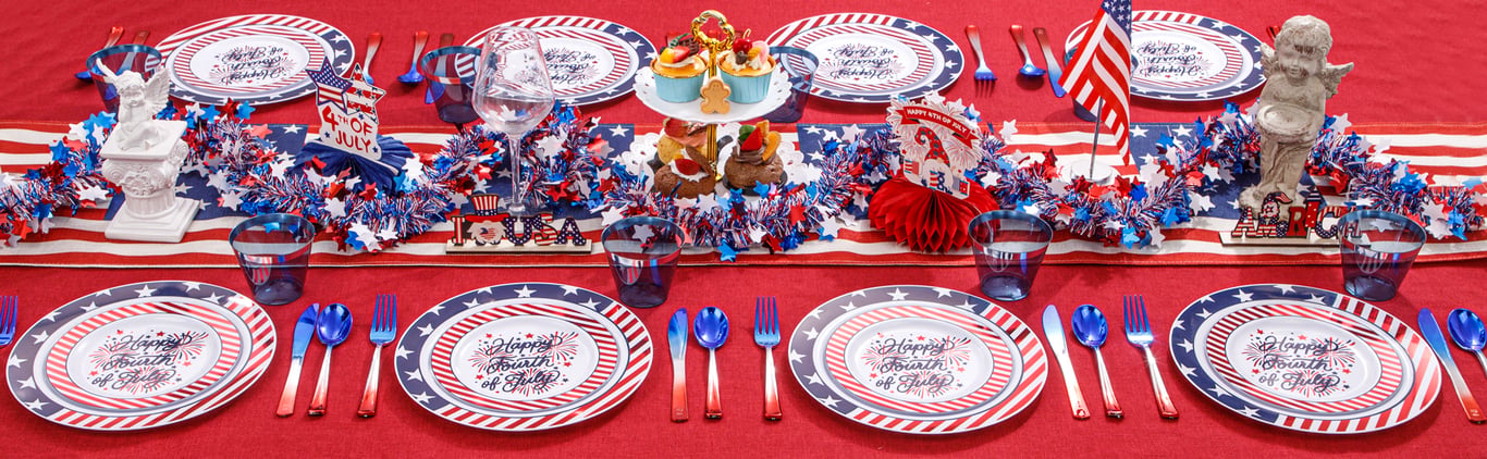 Stars & Stripes Party Plates & Silverware Set (180 Pieces)