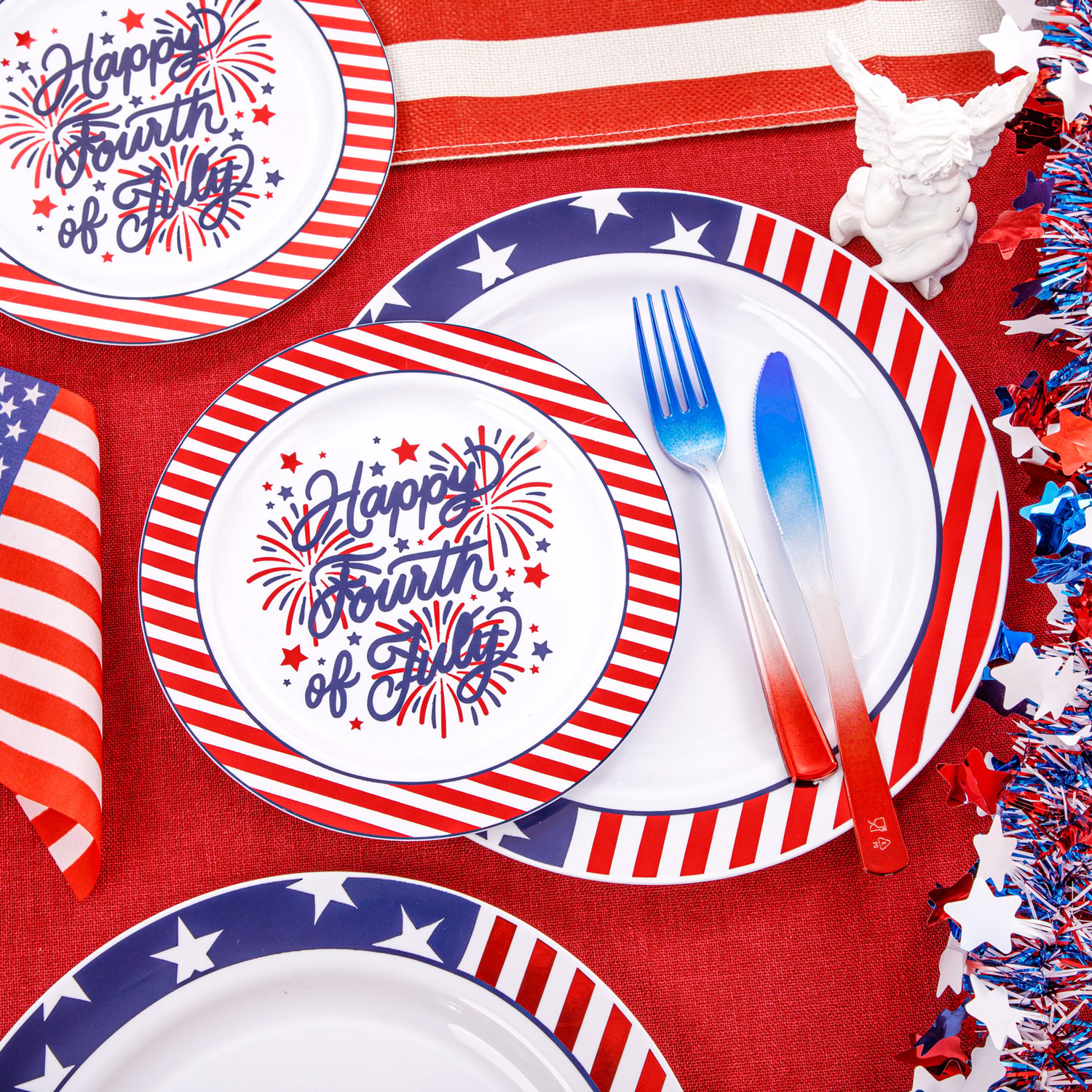 Stars & Stripes Party Plates & Silverware Set (180 Pieces)