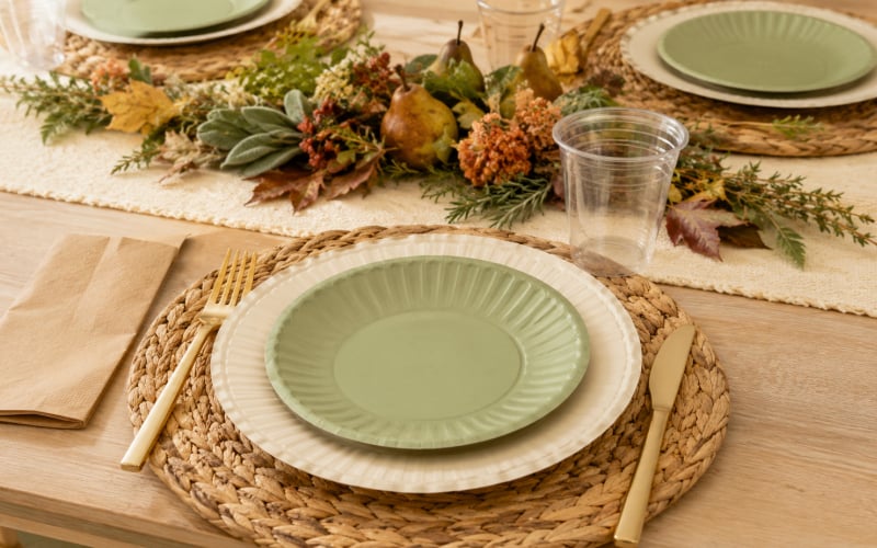 Combine Burgundy, Clear Drinkware, and Gold Flatware — illustration 3