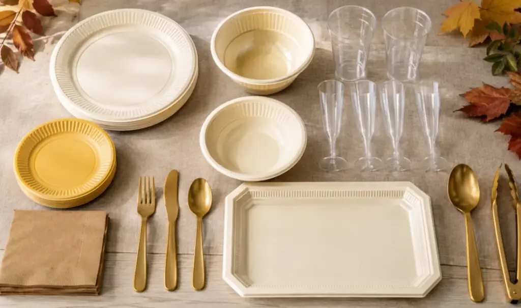 Summer-to-Fall Party Table: Disposable Tableware & Tablescape Ideas — featured image