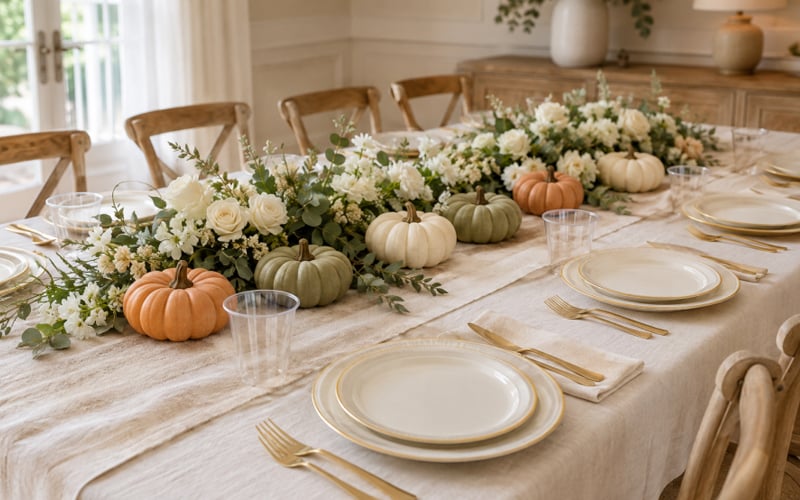 Modern Ivory and Gold with White Pumpkins — illustration 3