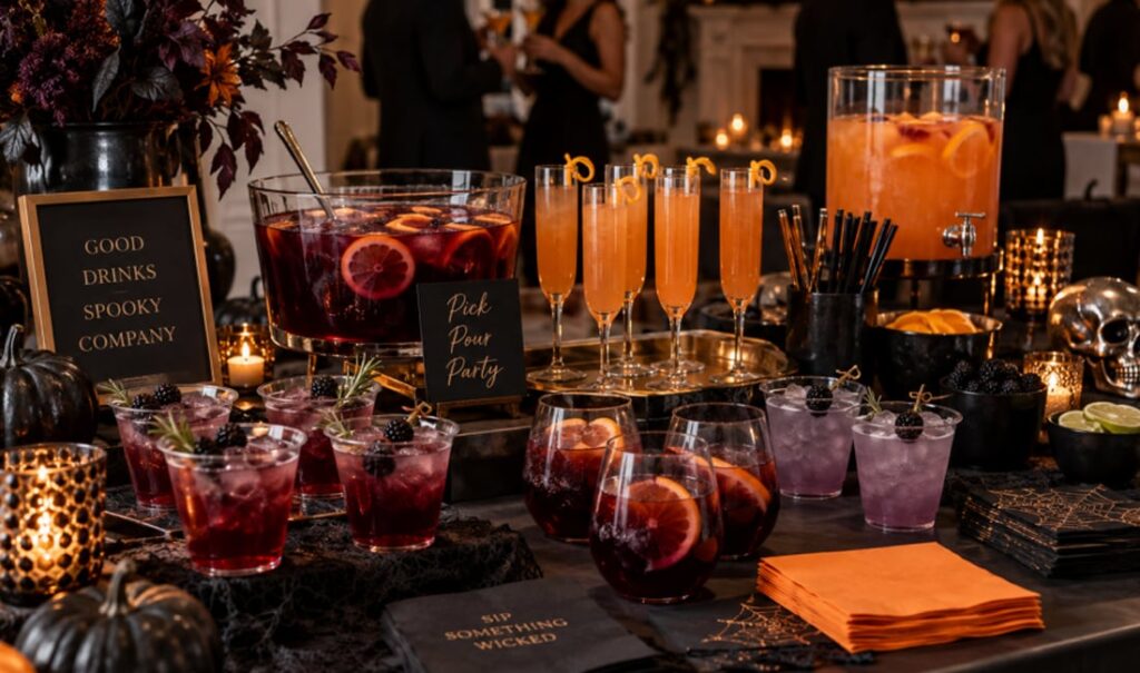 Adult Halloween Cocktail Party: Disposable Cups, Glasses & Bar Setup — featured image